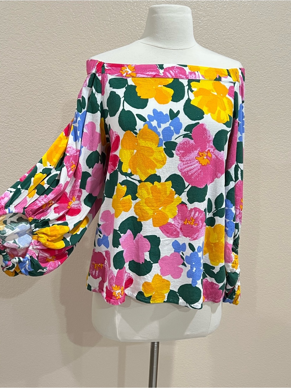 Sugarlips Floral Off Shoulder Balloon Sleeve Blouse Size Large - Picture 3 of 11